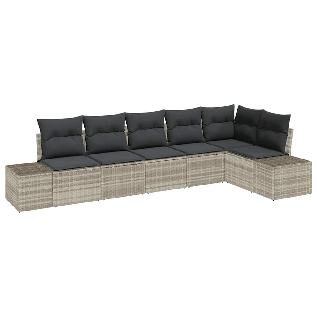 vidaXL Zestaw Sof na Ogród z poduszką 6 pcs Jasnoszary polirattan