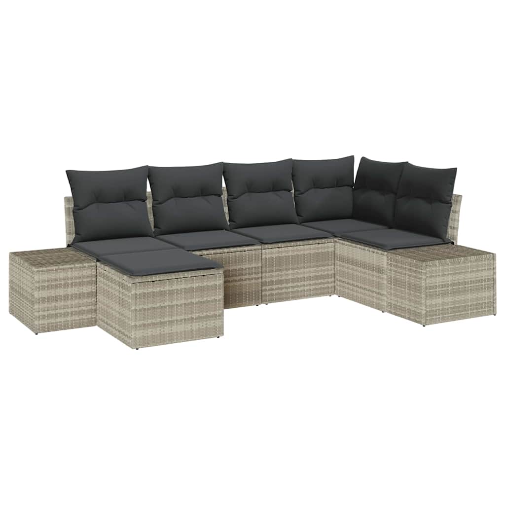 vidaXL Zestaw Sof na Ogród z poduszką 6 pcs Jasnoszary polirattan