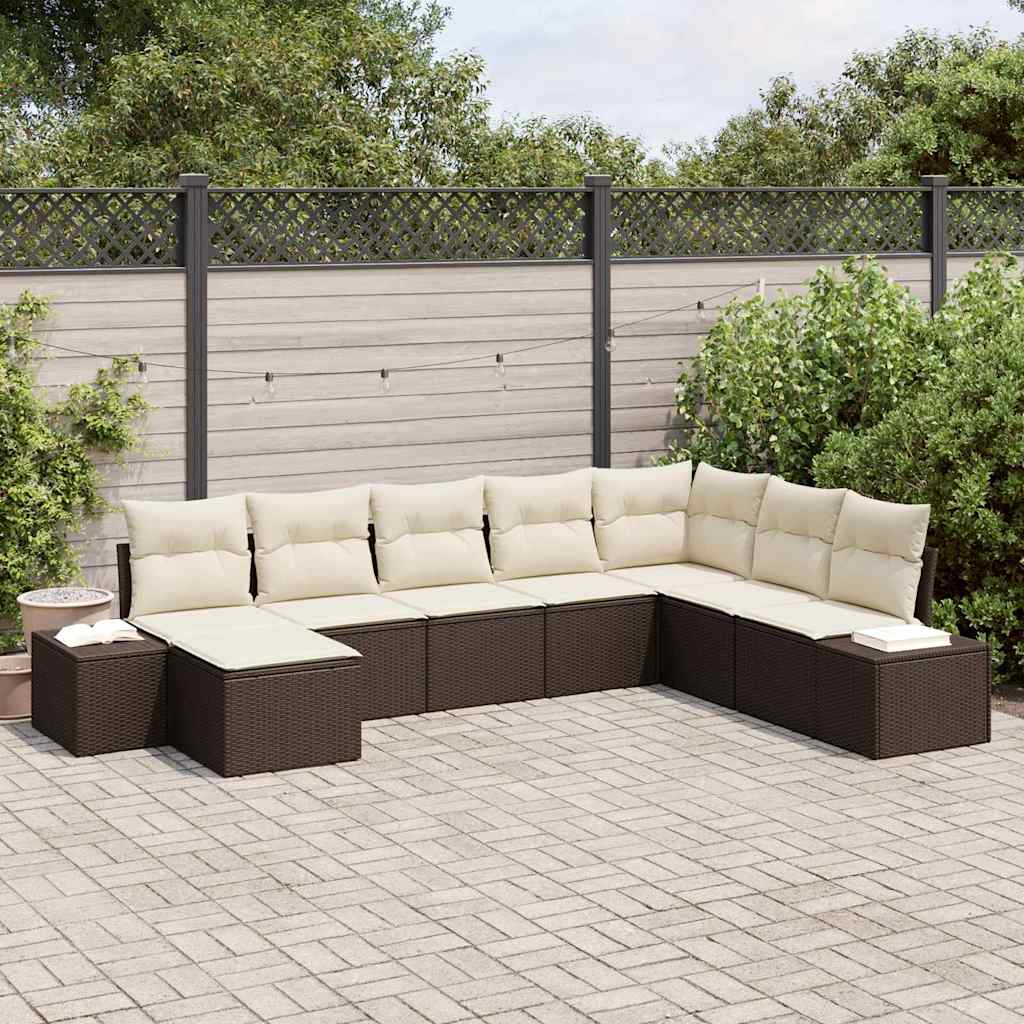 vidaXL Zestaw Sof na Ogród z poduszką 8 pcs polirattan