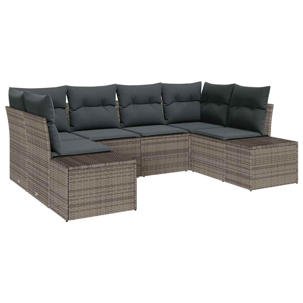 vidaXL Zestaw Sof na Ogród z poduszką 6 pcs Szary polirattan