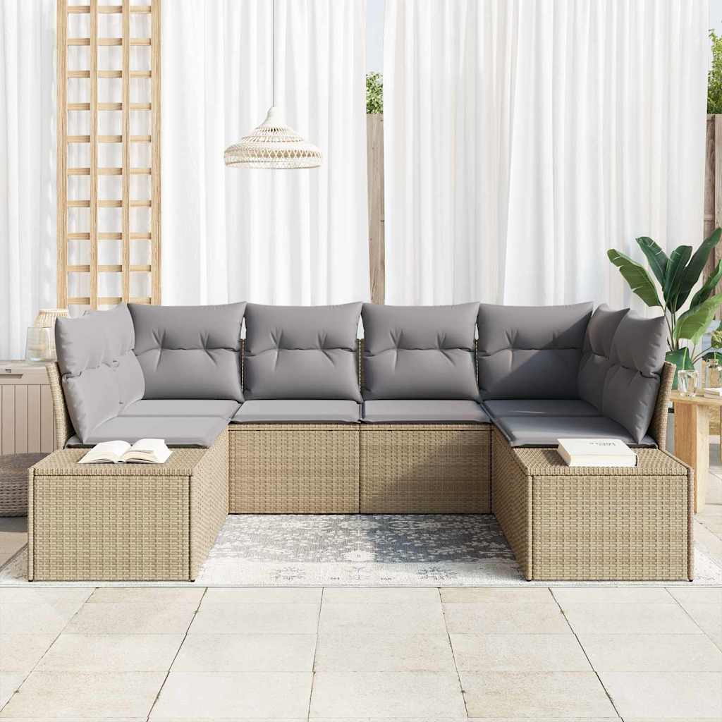 vidaXL Zestaw Sof na Ogród z poduszką 6 pcs Beżowy polirattan