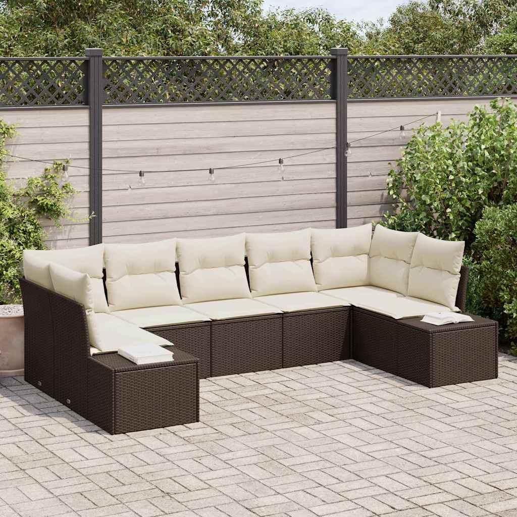 vidaXL Zestaw Sof na Ogród z poduszką 7 pcs Brązowy polirattan