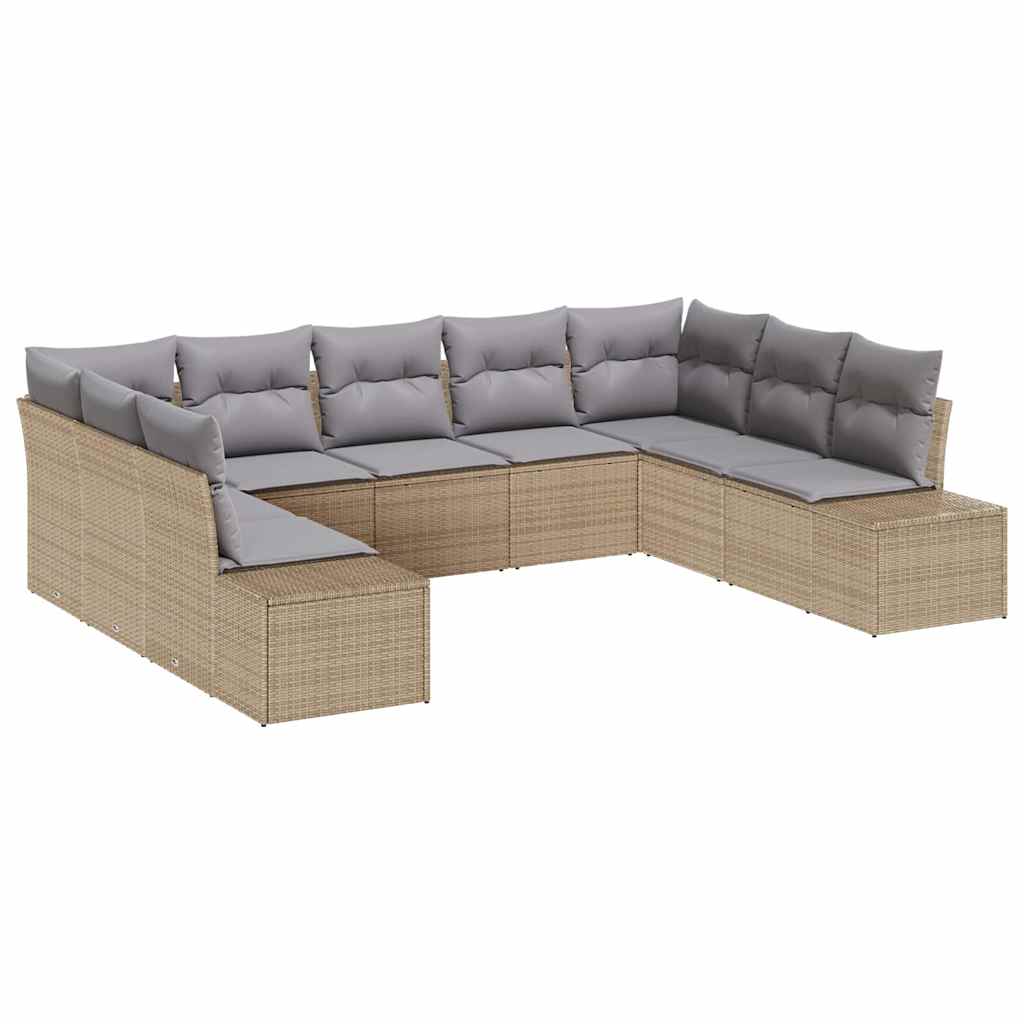 vidaXL Zestaw Sof na Ogród z poduszką 9 pcs Beżowy polirattan