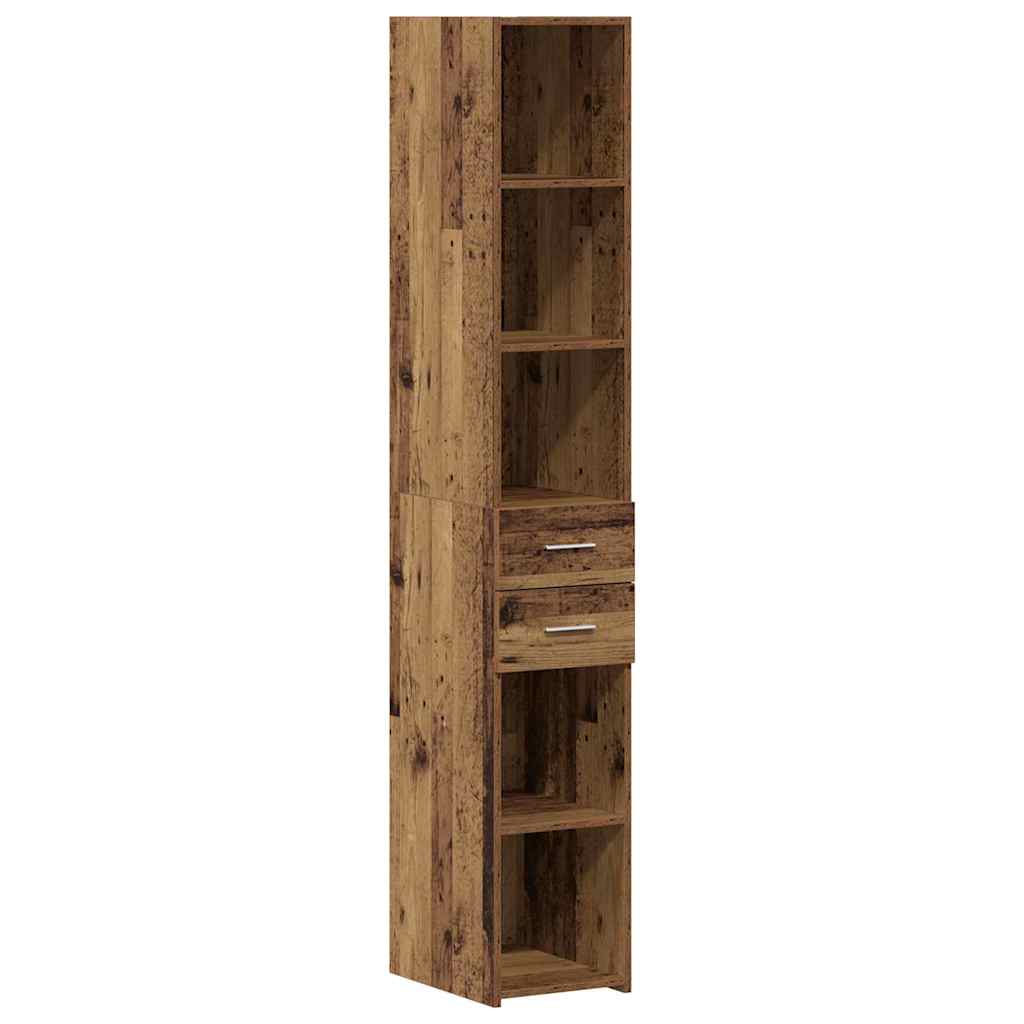 vidaXL Półka na książki z szufladą Stare drewno 30 x 42.4 x 185.2 cm