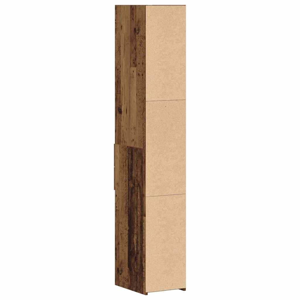 vidaXL Półka na książki z szufladą Stare drewno 30 x 42.4 x 185.2 cm