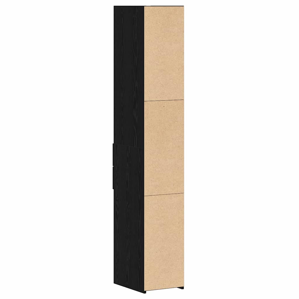 vidaXL Półka na książki z szufladą Czarny Dąb 30 x 42.4 x 185.2 cm