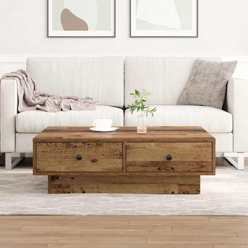 vidaXL Stolik kawowy Stare drewno 90 x 90 x 28 cm