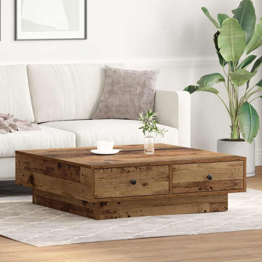vidaXL Stolik kawowy Stare drewno 90 x 90 x 28 cm