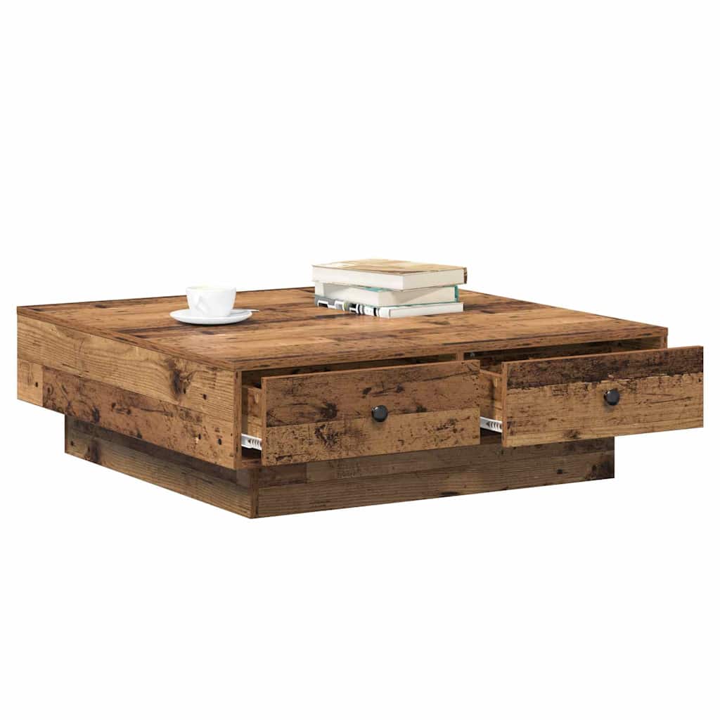 vidaXL Stolik kawowy Stare drewno 90 x 90 x 28 cm