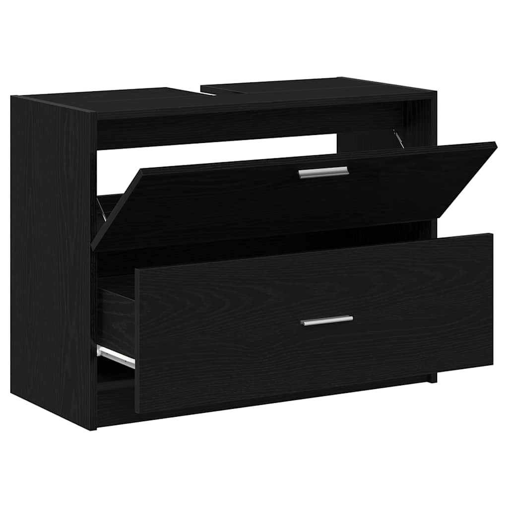 vidaXL Szafka Łazienkowa z szufladą z półką Czarny Dąb 78 x 37 x 59 cm