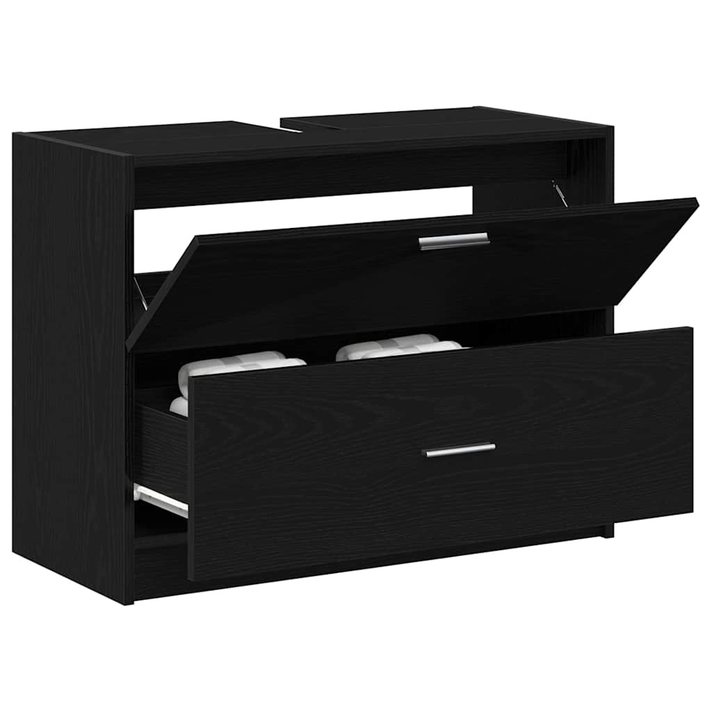 vidaXL Szafka Łazienkowa z szufladą z półką Czarny Dąb 78 x 37 x 59 cm