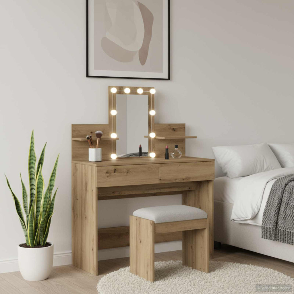 vidaXL Toaletka z szufladą z półką Dąb rzemieślniczy 100 x 40 x 130 cm