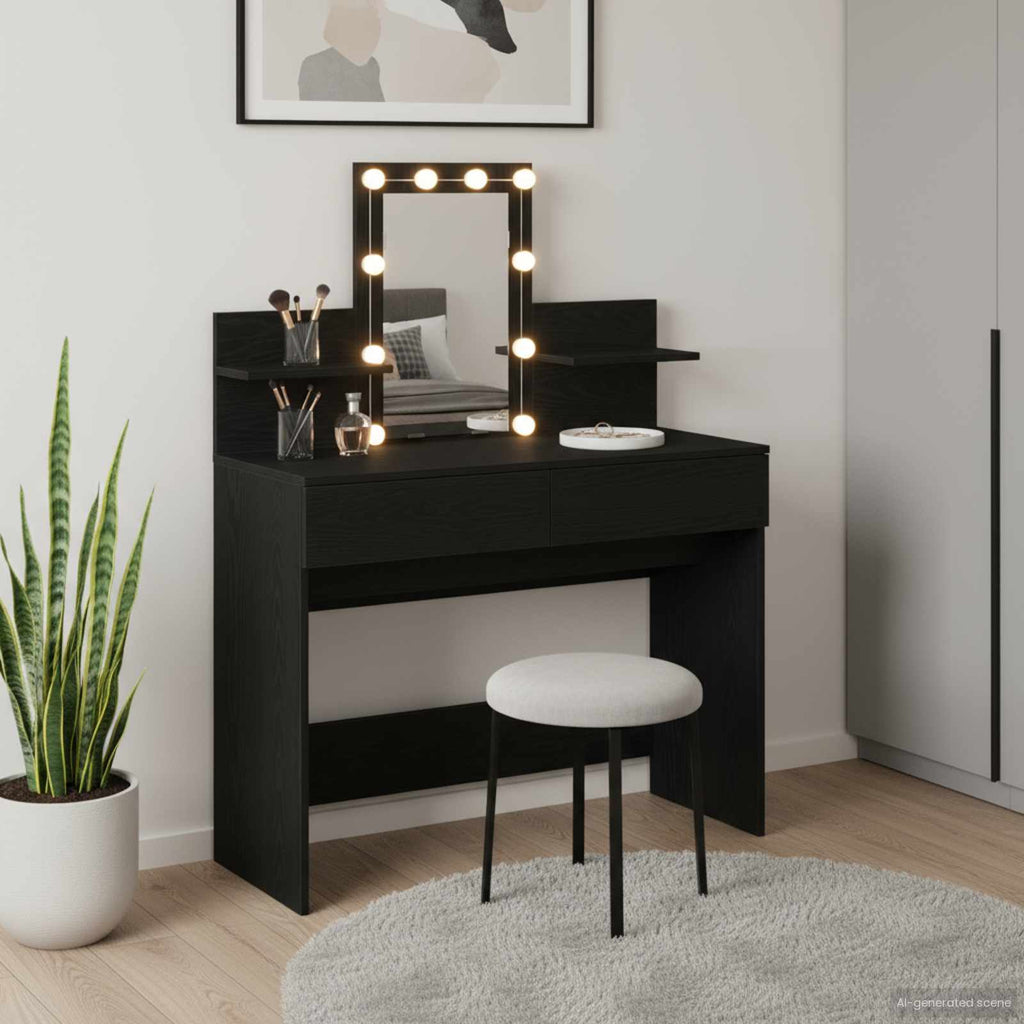 vidaXL Toaletka Czarny Dąb 100 x 40 x 130 cm Materiał drewnopochodny