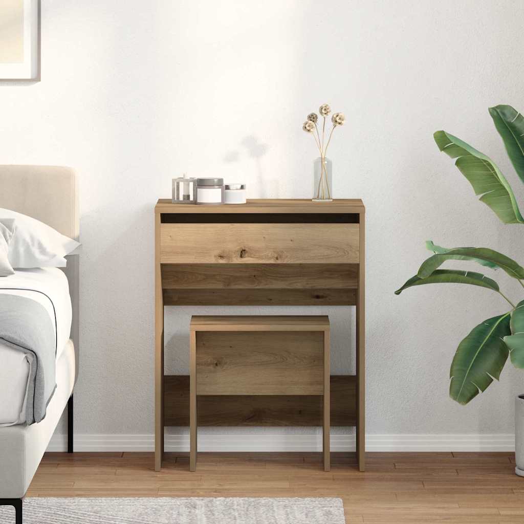 vidaXL Stolik Toaletowy z szufladą dąb artisan 60 x 40 x 75 cm