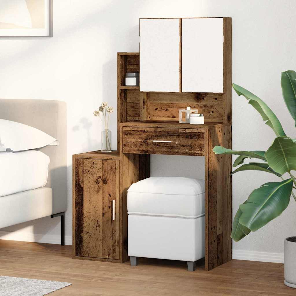 vidaXL Toaletka Stare drewno 80 x 35 x 132 cm Materiał drewnopochodny