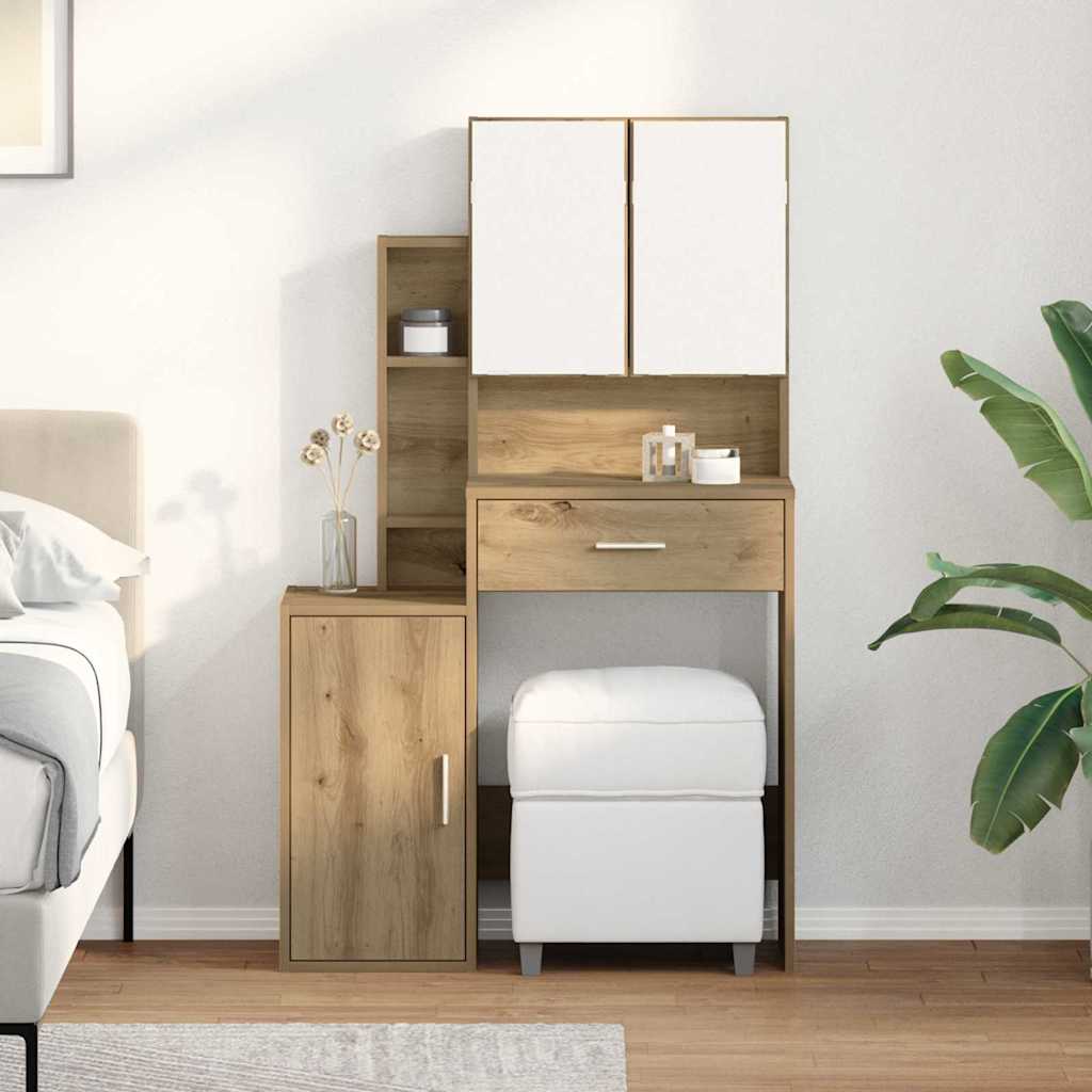 vidaXL Toaletka z szufladą z półką Dąb rzemieślniczy 80 x 35 x 132 cm