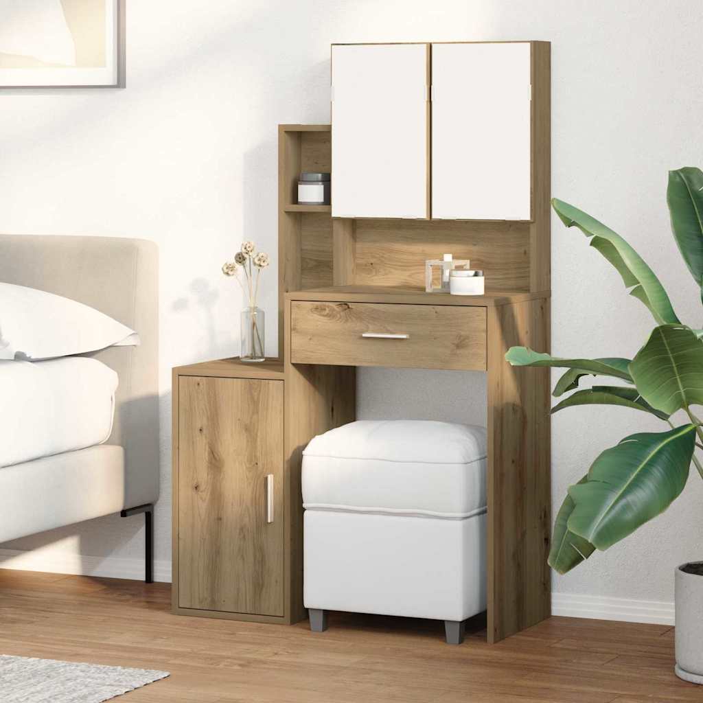 vidaXL Toaletka z szufladą z półką Dąb rzemieślniczy 80 x 35 x 132 cm