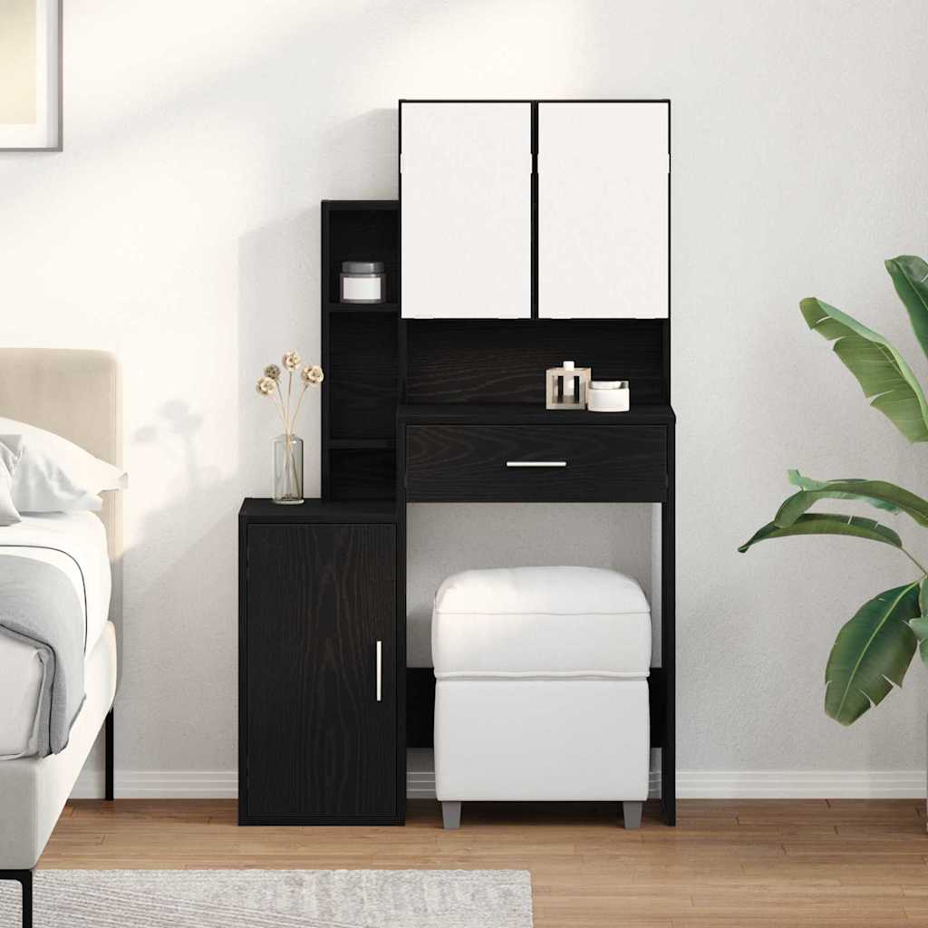 vidaXL Toaletka Czarny Dąb 80 x 35 x 132 cm Materiał drewnopochodny