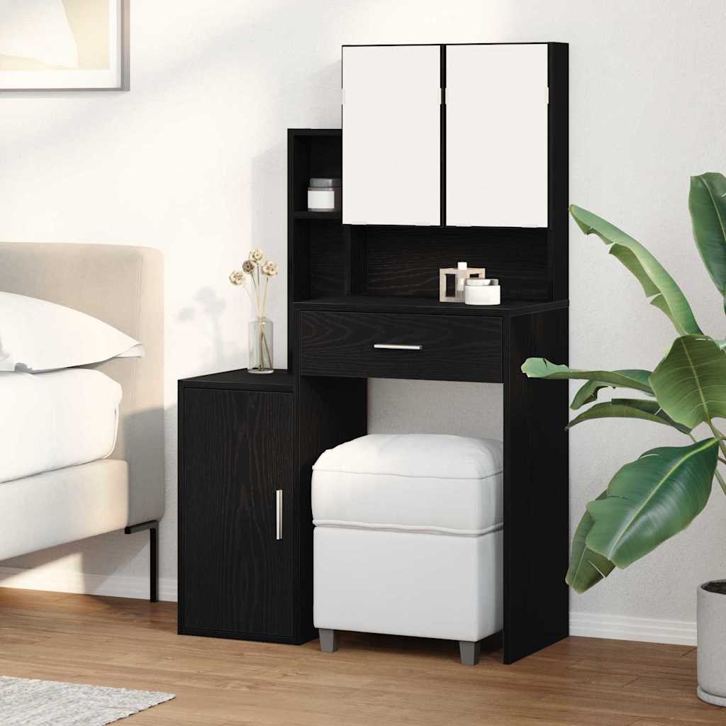 vidaXL Toaletka Czarny Dąb 80 x 35 x 132 cm Materiał drewnopochodny