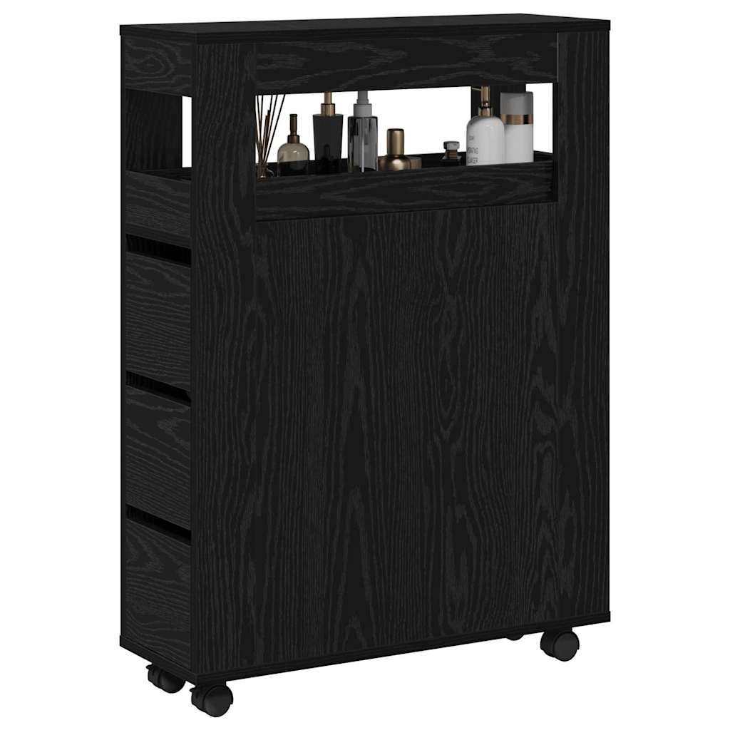 vidaXL Zestaw mebli łazienkowych z kołem Czarny Dąb 65 x 23 x 87 cm