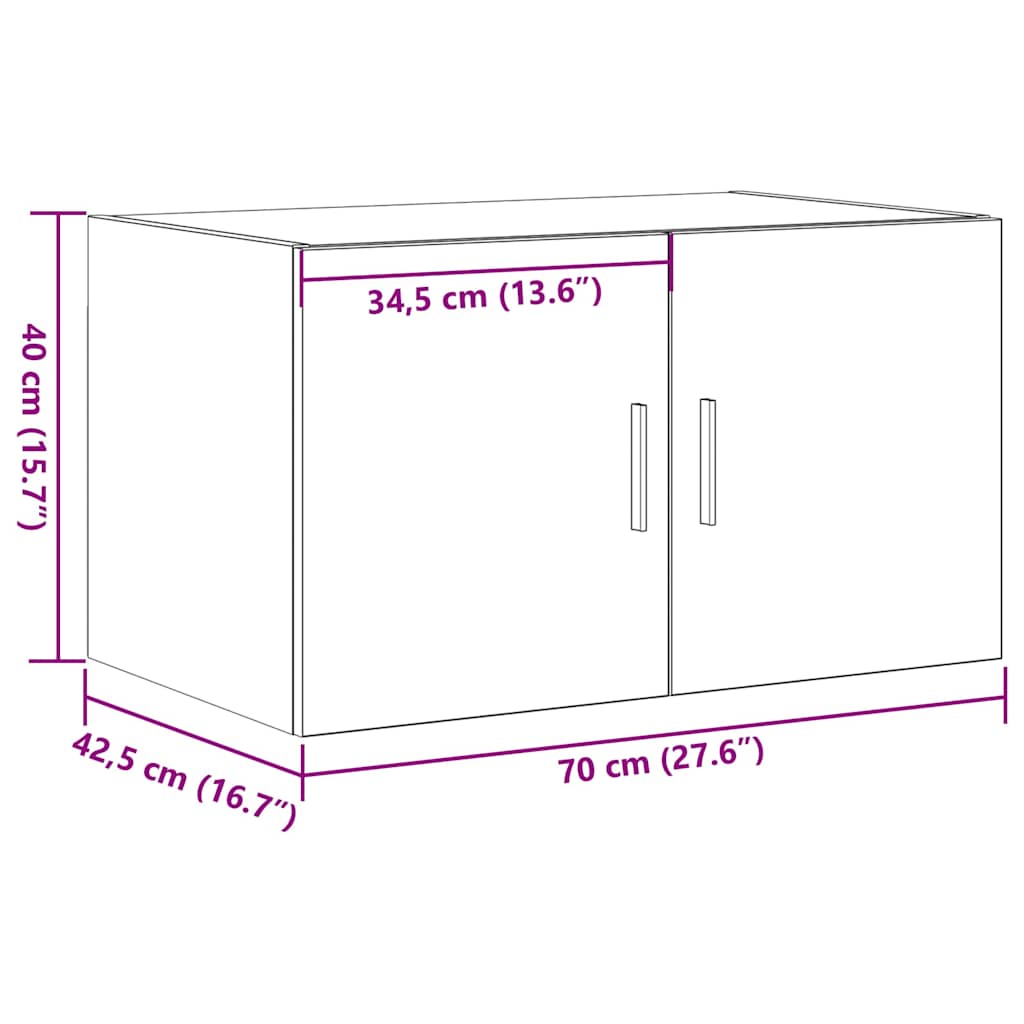 vidaXL Szafka ścienna Stare drewno 70 x 42.5 x 40 cm
