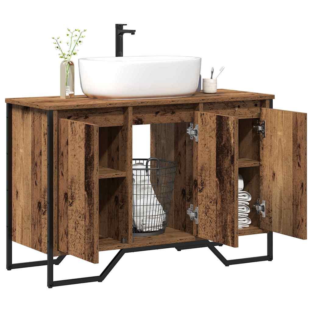vidaXL Szafka pod zlew Inny z drzwiami Stare drewno 91 x 35 x 60 cm