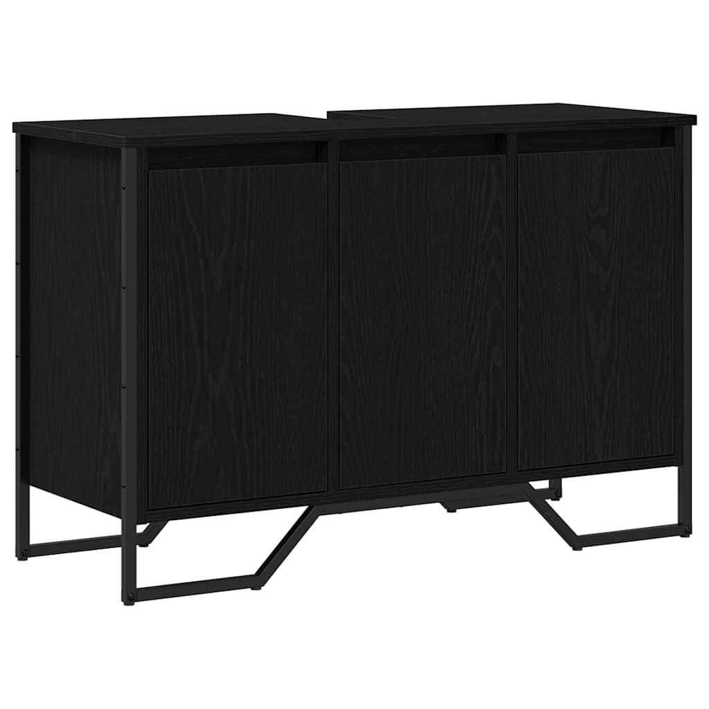 vidaXL Szafka pod umywalkę z drzwiami Czarny Dąb 91 x 35 x 60 cm