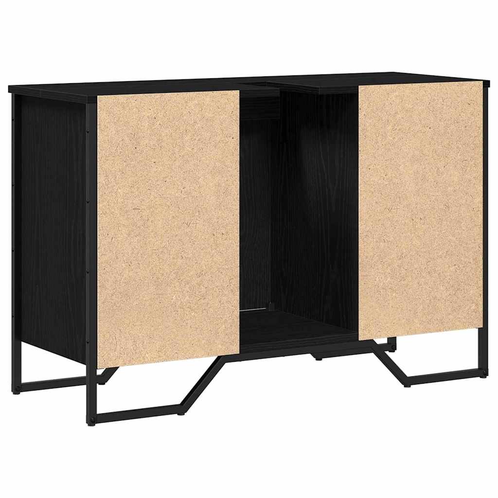 vidaXL Szafka pod umywalkę z drzwiami Czarny Dąb 91 x 35 x 60 cm