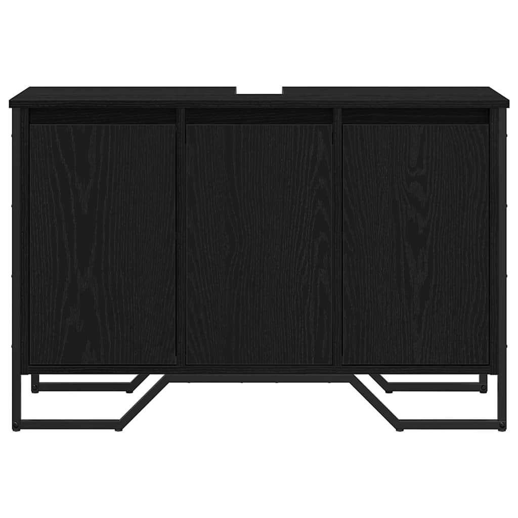vidaXL Szafka pod umywalkę z drzwiami Czarny Dąb 91 x 35 x 60 cm