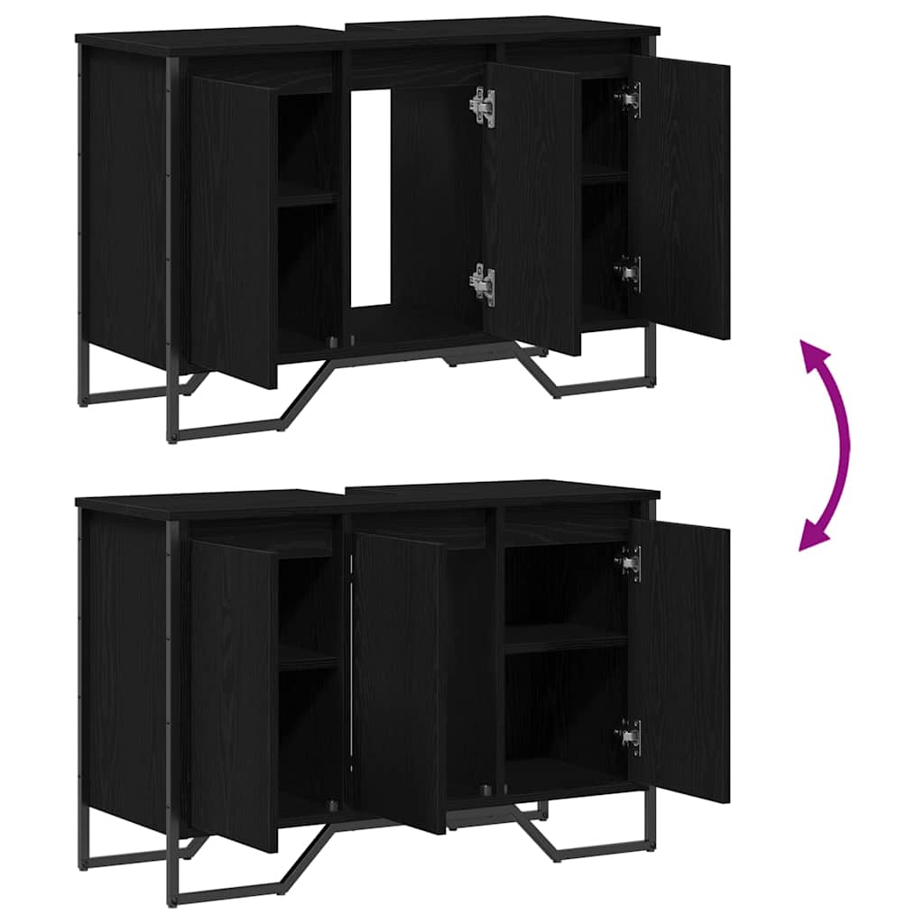 vidaXL Szafka pod umywalkę z drzwiami Czarny Dąb 91 x 35 x 60 cm