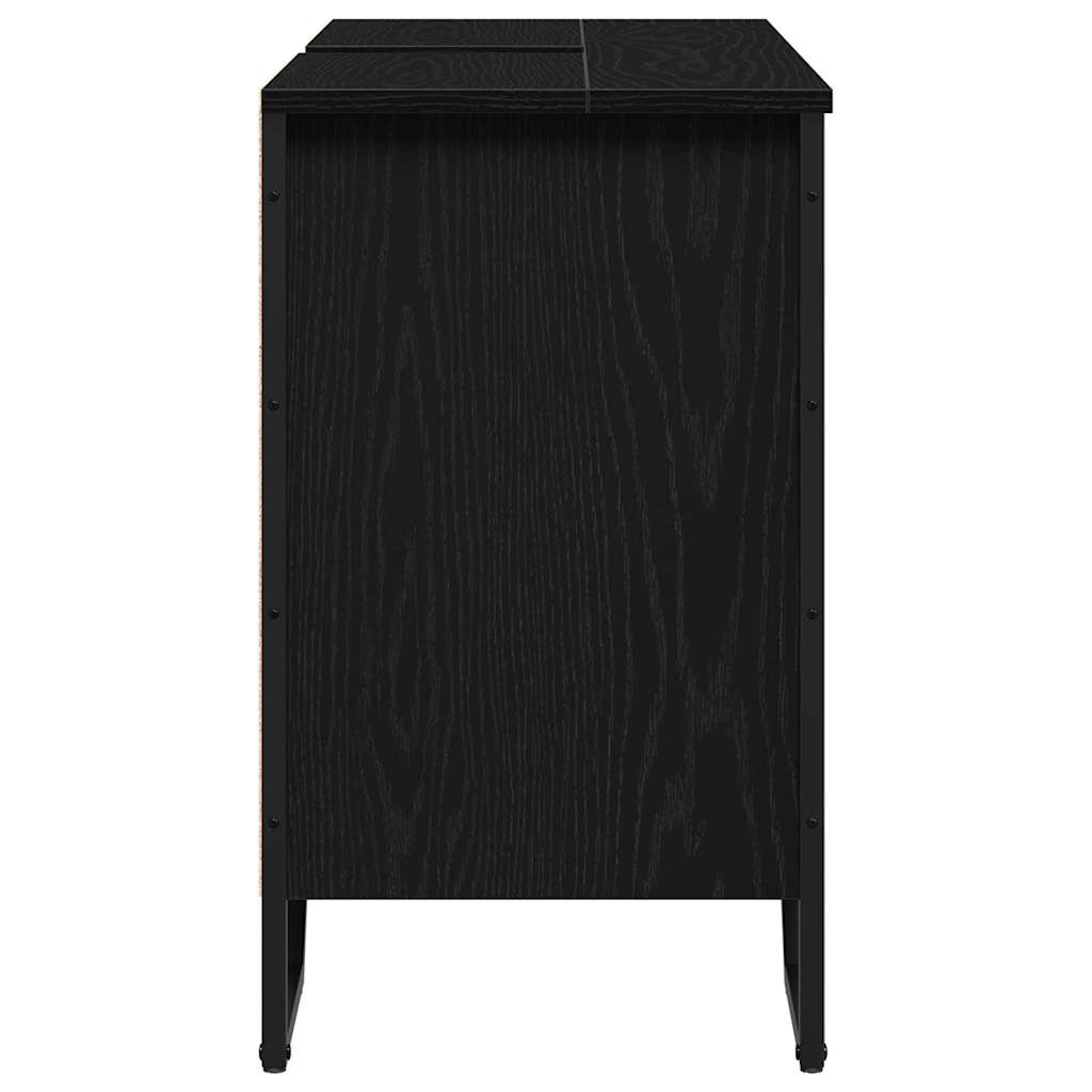vidaXL Szafka pod umywalkę z drzwiami Czarny Dąb 91 x 35 x 60 cm