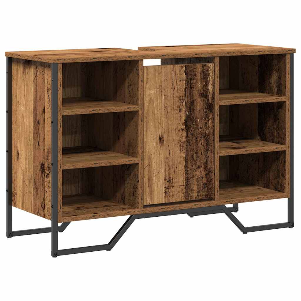vidaXL Szafka pod umywalkę z półką Stare drewno 91 x 35 x 60 cm