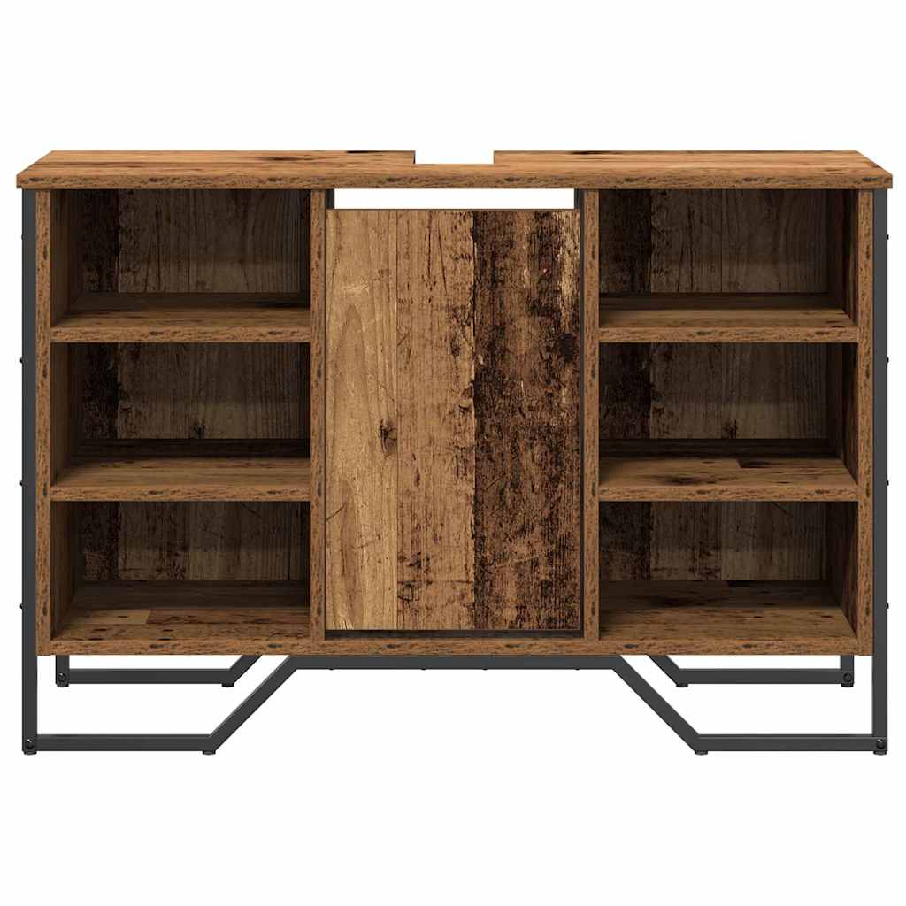 vidaXL Szafka pod umywalkę z półką Stare drewno 91 x 35 x 60 cm