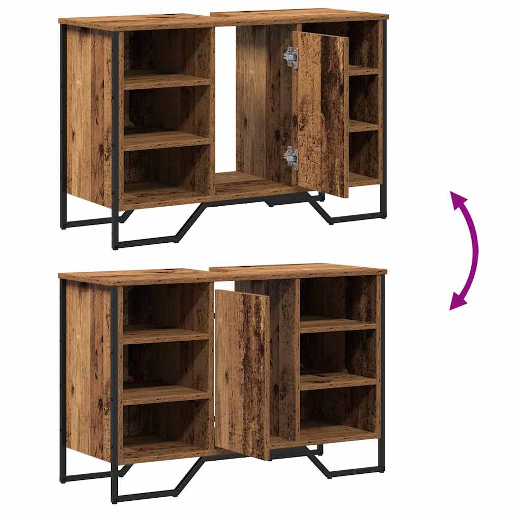 vidaXL Szafka pod umywalkę z półką Stare drewno 91 x 35 x 60 cm