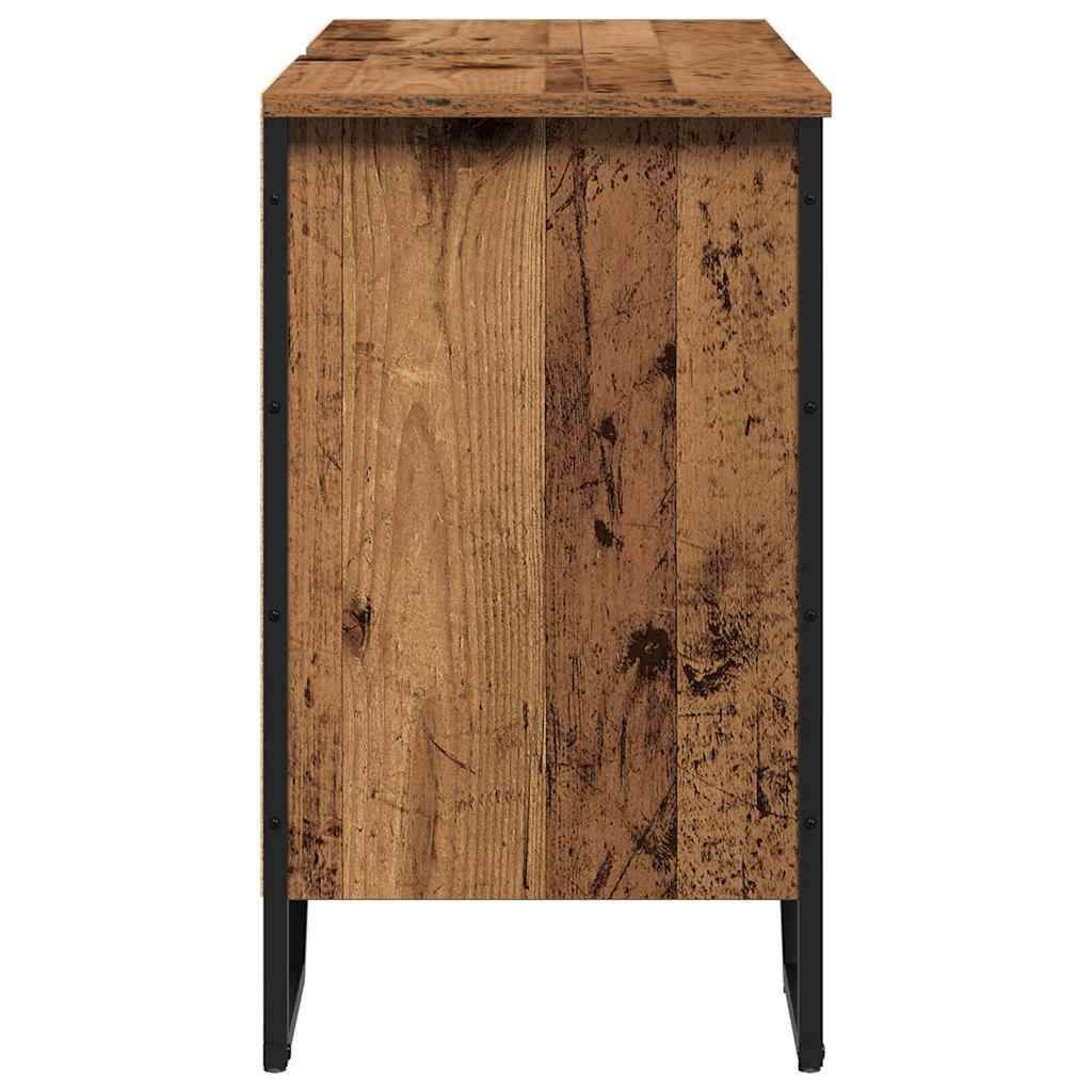 vidaXL Szafka pod umywalkę z półką Stare drewno 91 x 35 x 60 cm