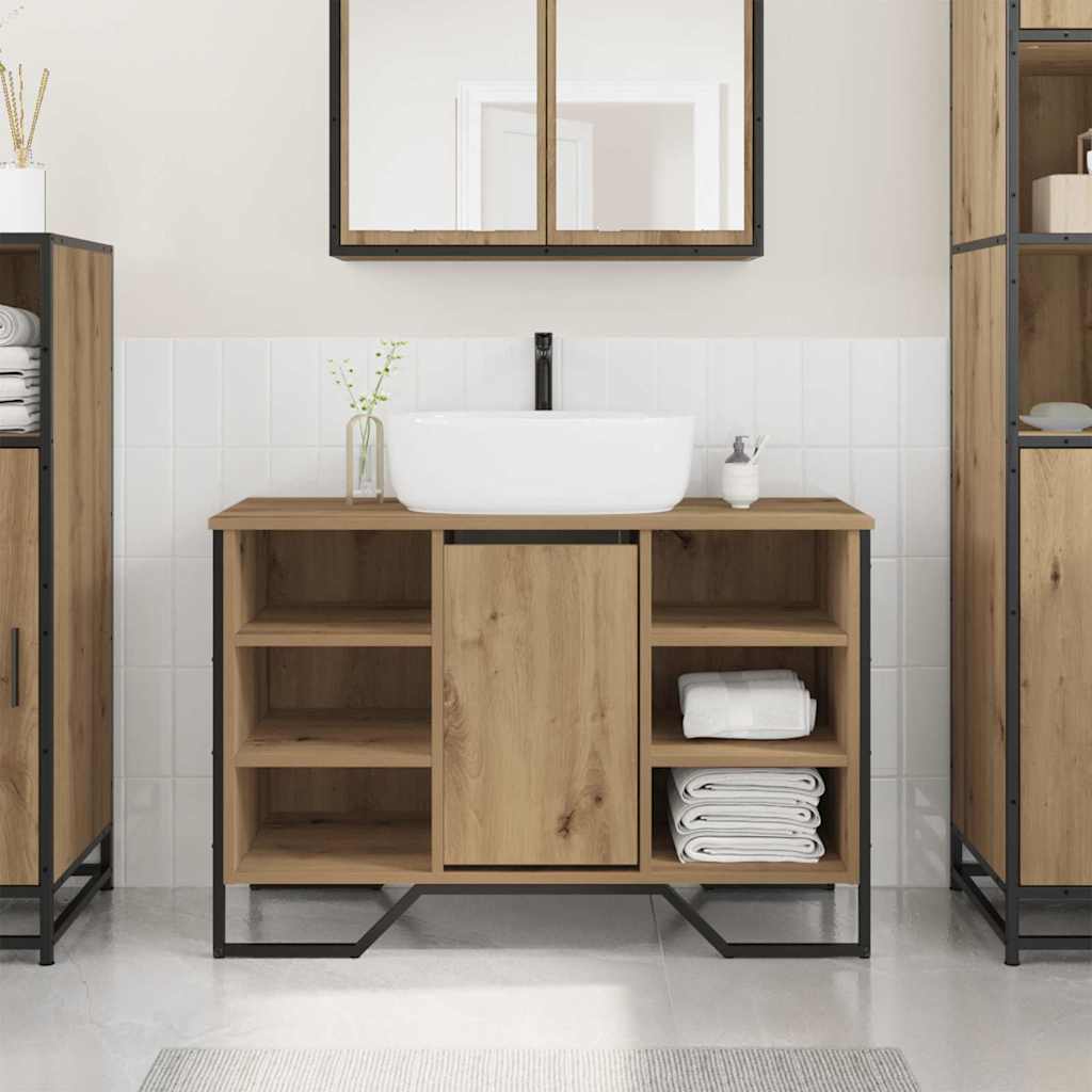 vidaXL Szafka pod umywalkę z półką Dąb rzemieślniczy 91 x 35 x 60 cm