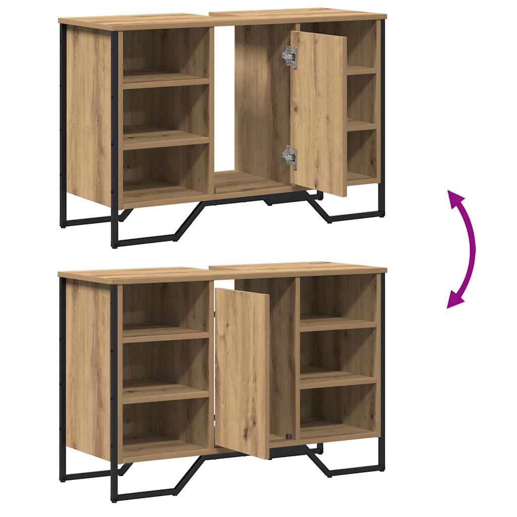 vidaXL Szafka pod umywalkę z półką Dąb rzemieślniczy 91 x 35 x 60 cm