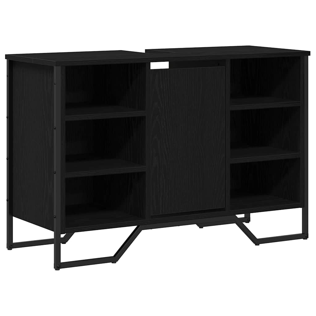 vidaXL Szafka pod umywalkę z półką Czarny Dąb 91 x 35 x 60 cm