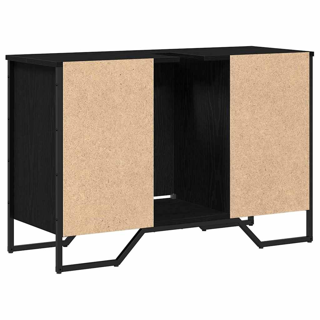 vidaXL Szafka pod umywalkę z półką Czarny Dąb 91 x 35 x 60 cm