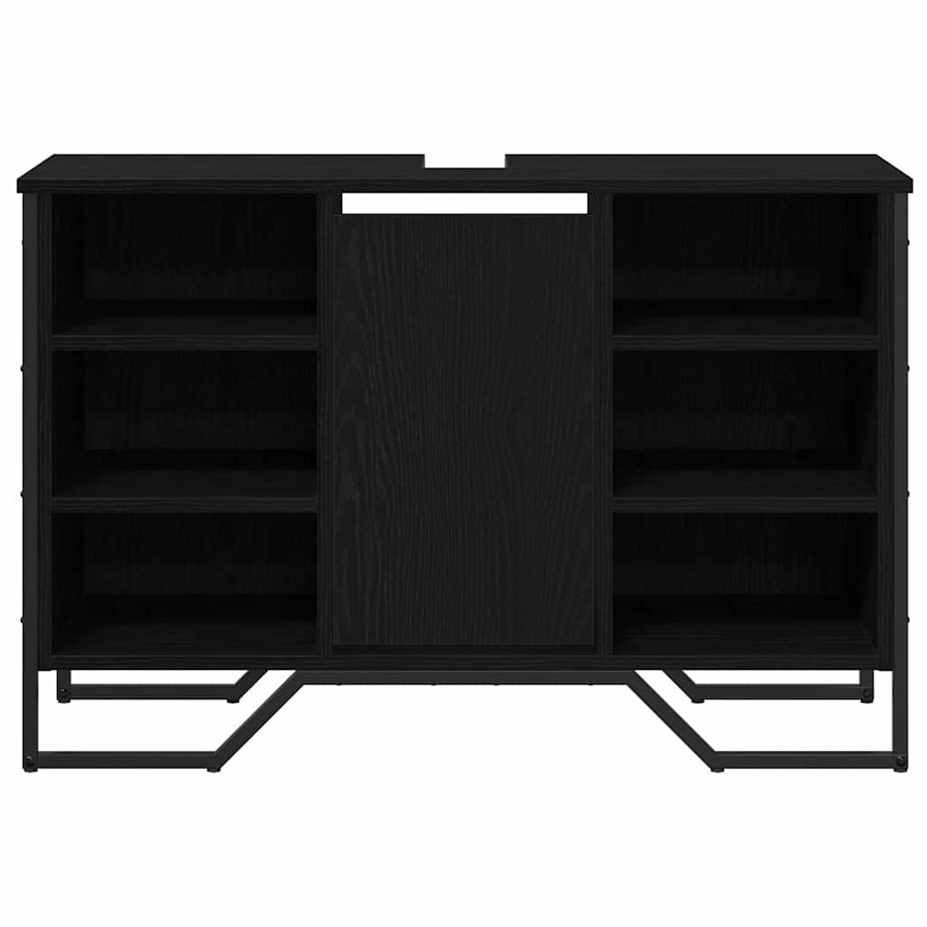 vidaXL Szafka pod umywalkę z półką Czarny Dąb 91 x 35 x 60 cm