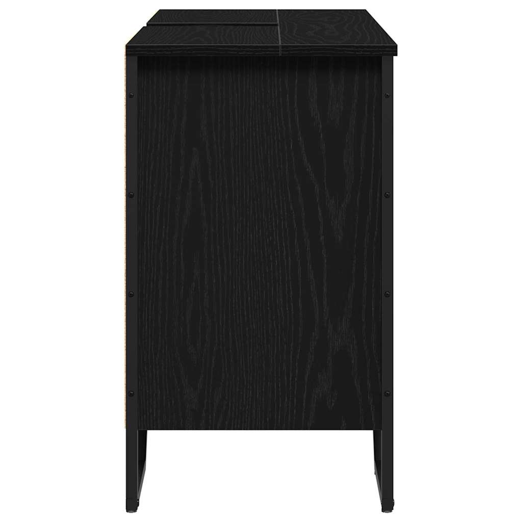vidaXL Szafka pod umywalkę z półką Czarny Dąb 91 x 35 x 60 cm