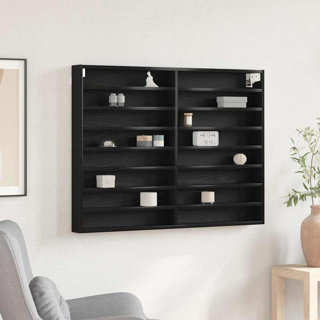 vidaXL Witryna Czarny Dąb 100 x 8,5 x 75 cm Materiał drewnopochodny