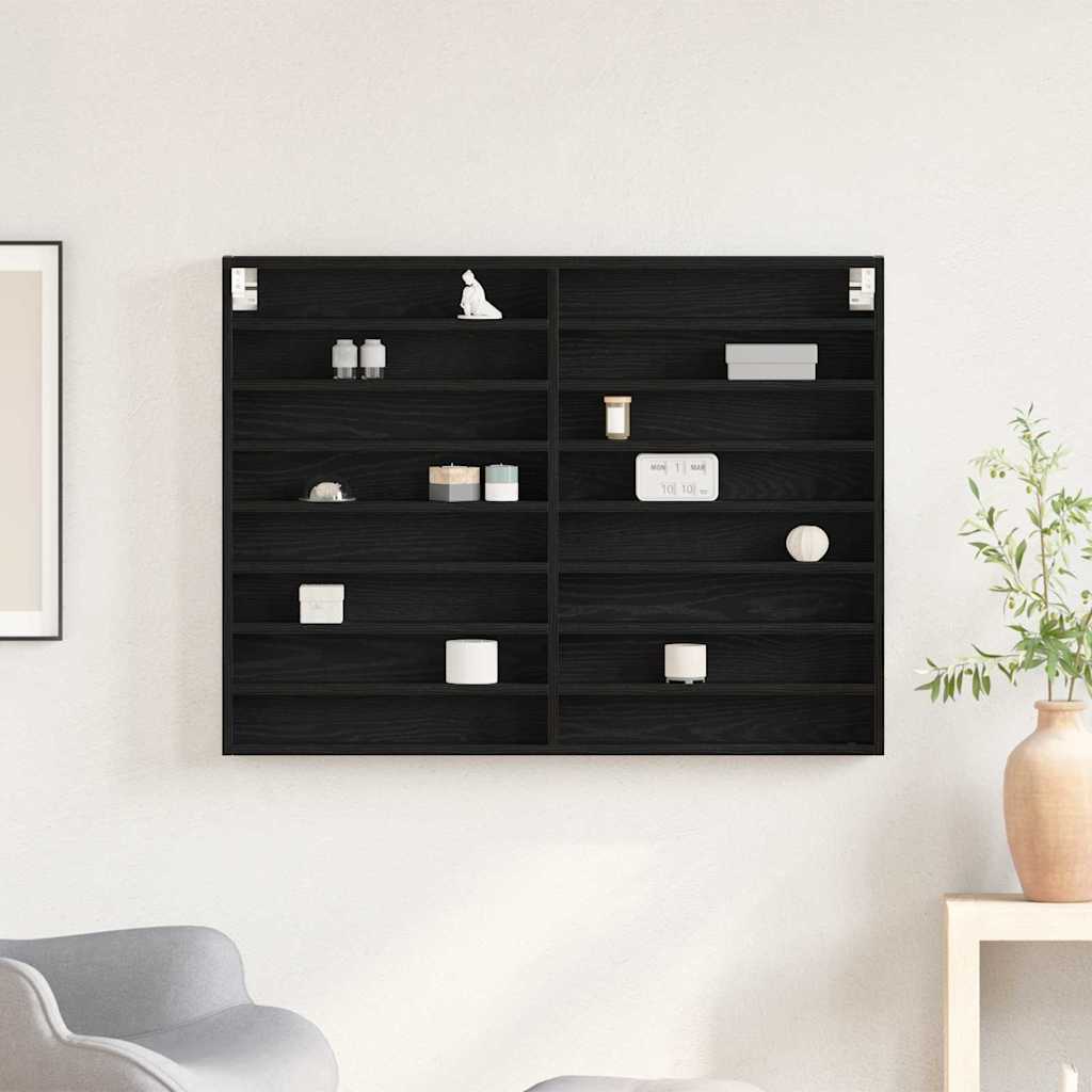 vidaXL Witryna Czarny Dąb 100 x 8,5 x 75 cm Materiał drewnopochodny