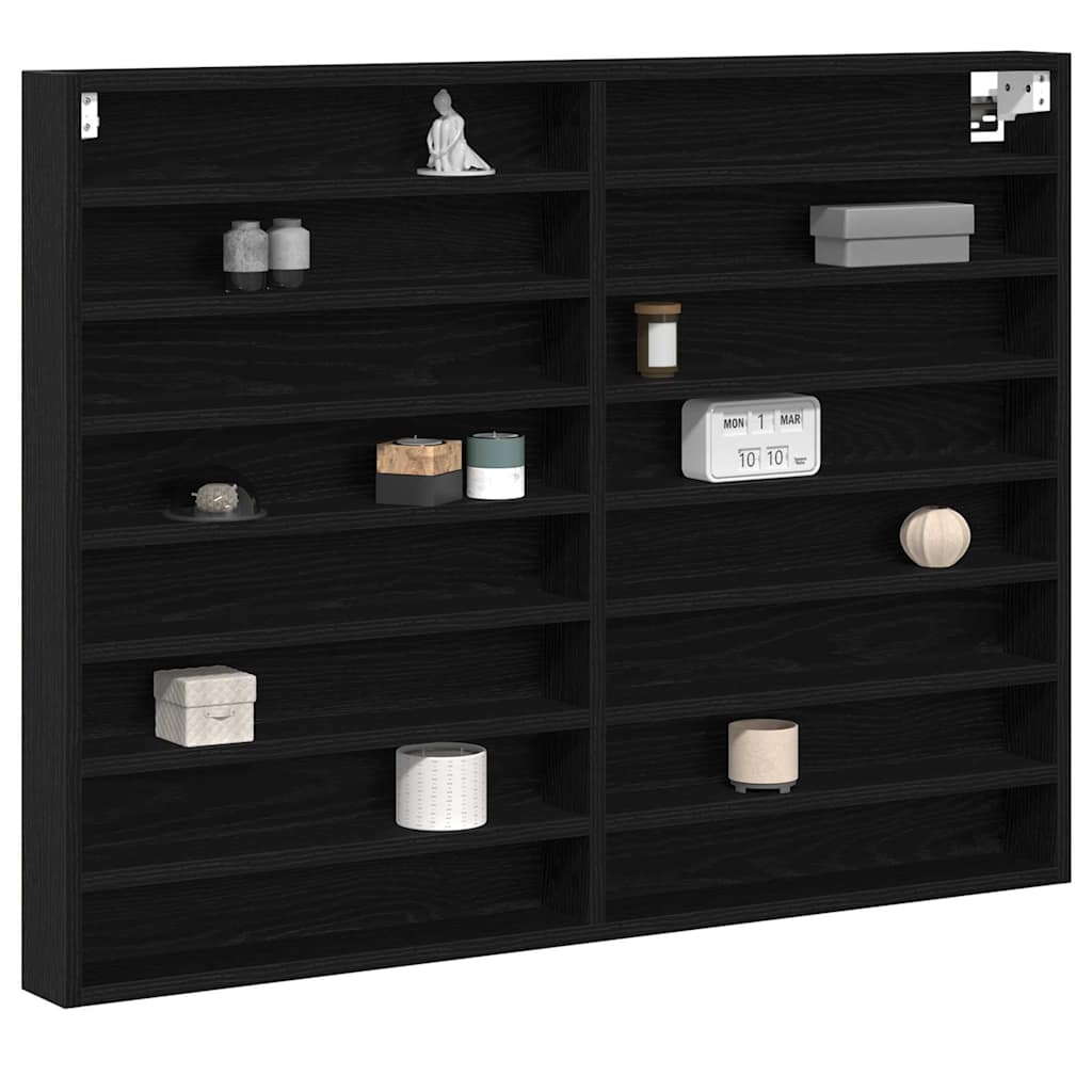 vidaXL Witryna Czarny Dąb 100 x 8,5 x 75 cm Materiał drewnopochodny