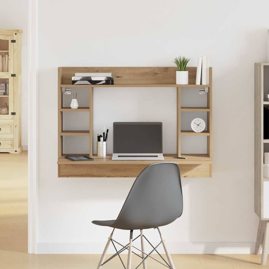 vidaXL Biurko montowane na ścianie dąb artisan Materiał drewnopochodny