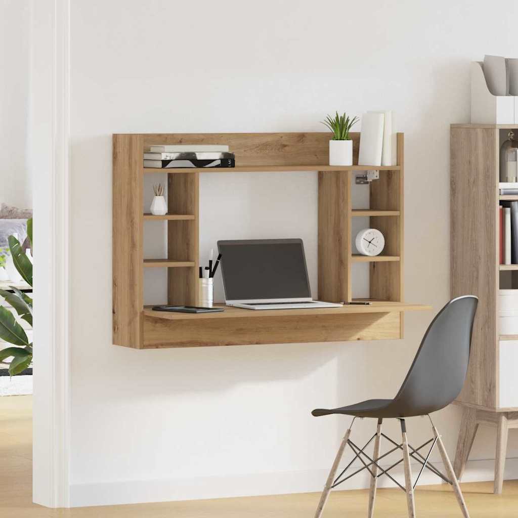 vidaXL Biurko montowane na ścianie dąb artisan Materiał drewnopochodny