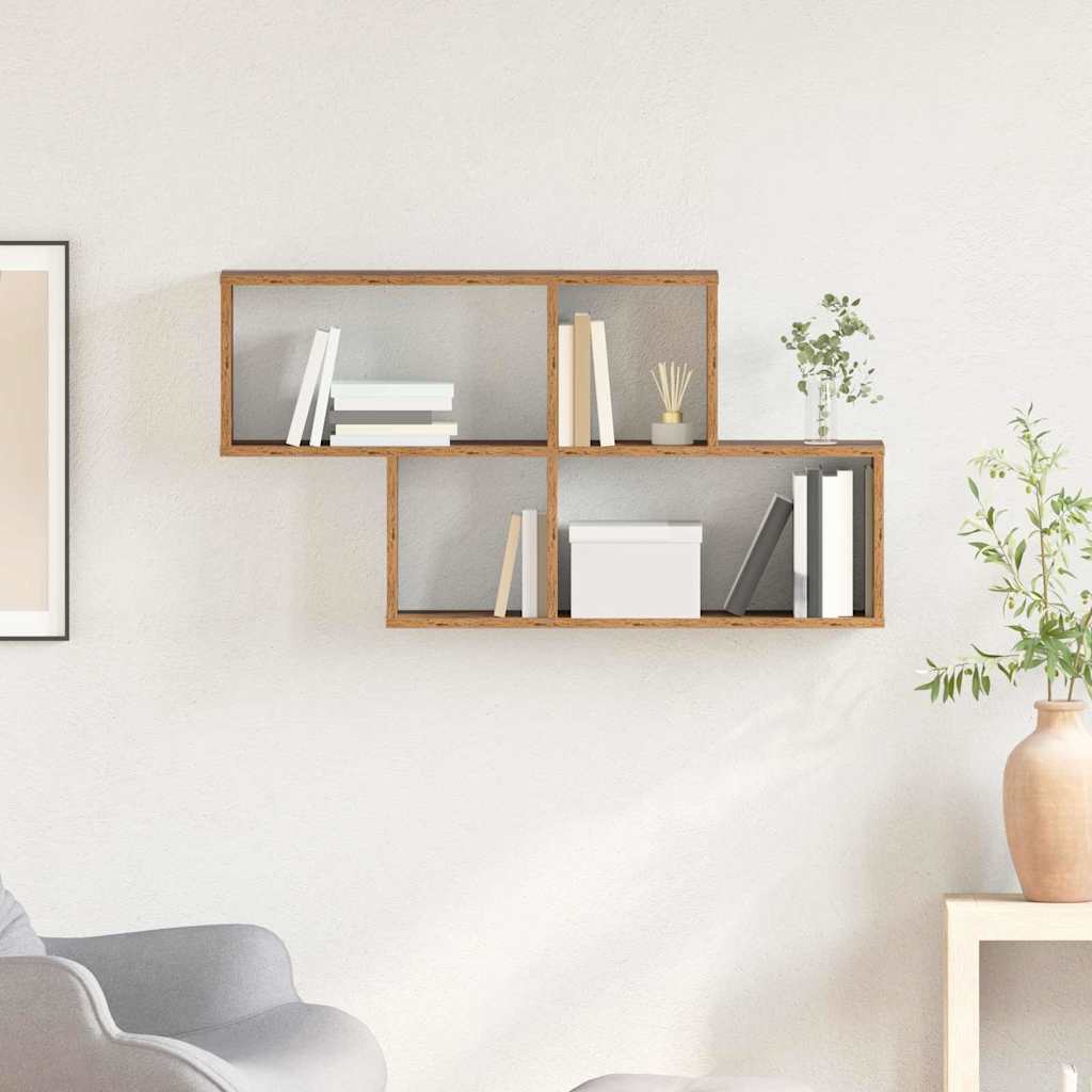 vidaXL Półka ścienna z półką Brązowy Materiał drewnopochodny