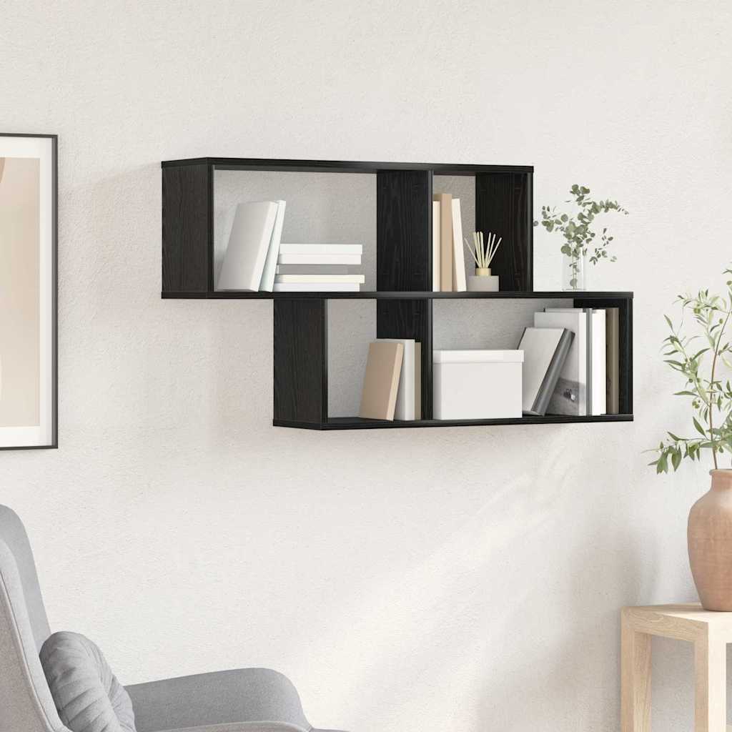 vidaXL Półka ścienna z półką Czarny Materiał drewnopochodny
