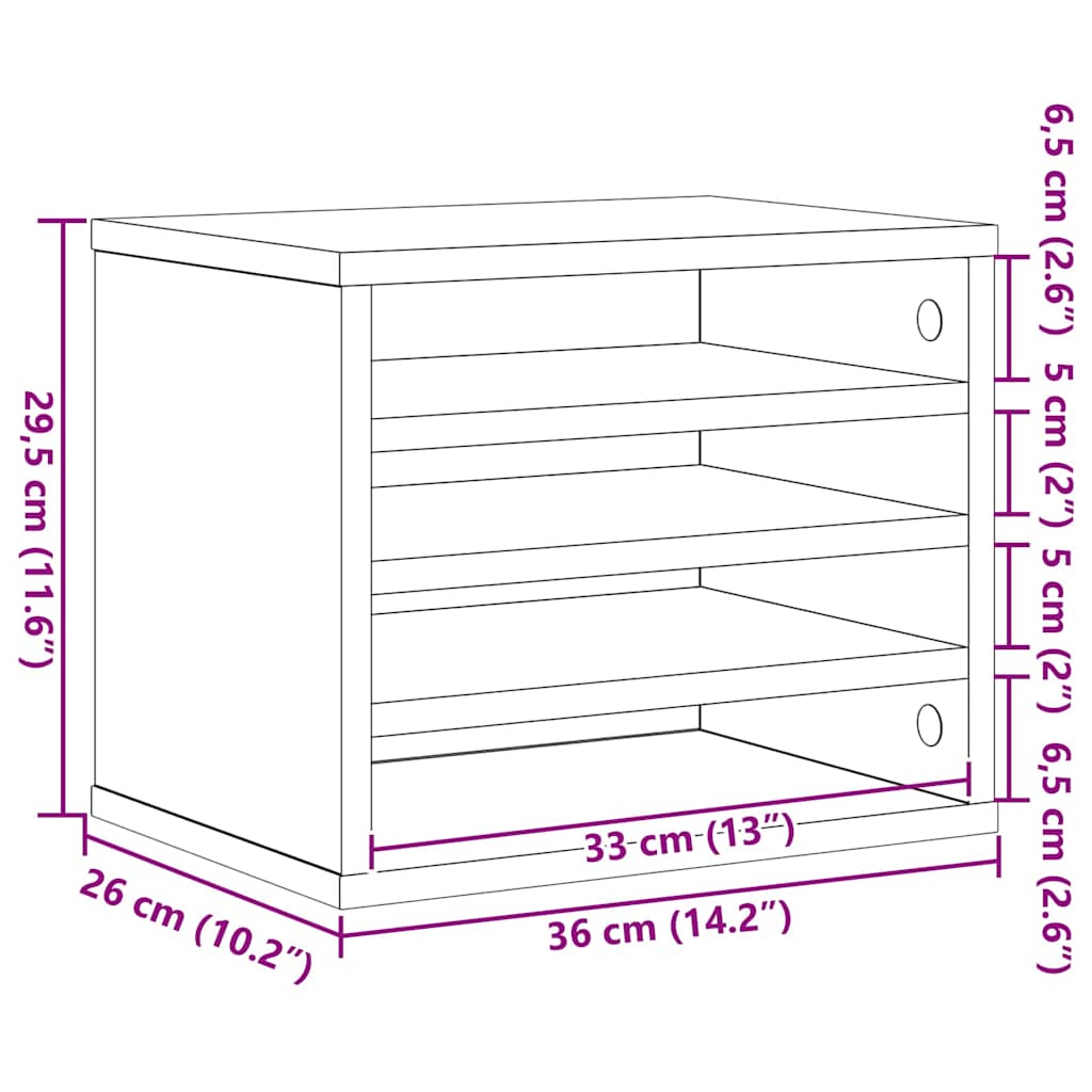 vidaXL Organizator biurka Stare drewno 36 x 26 x 29,5 cm