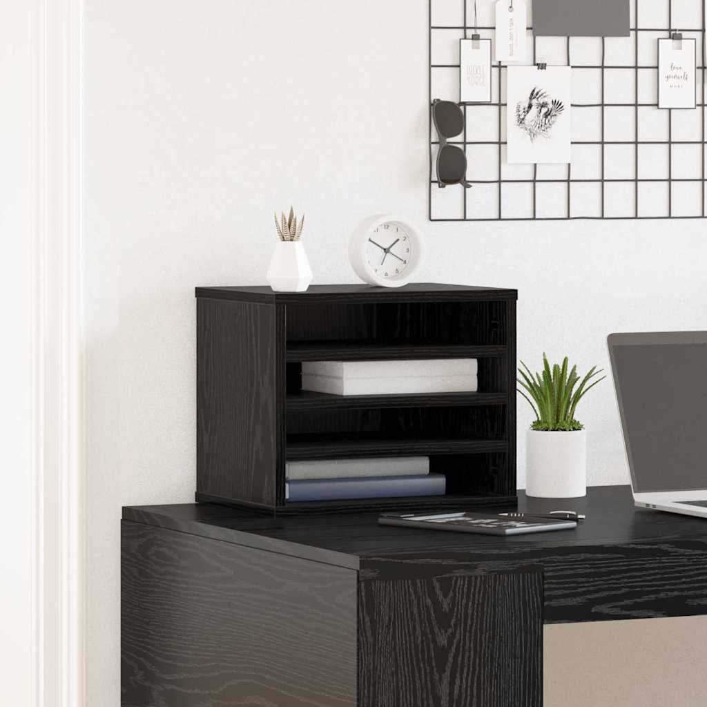 vidaXL Organizator biurka Czarny Dąb 36 x 26 x 29,5 cm